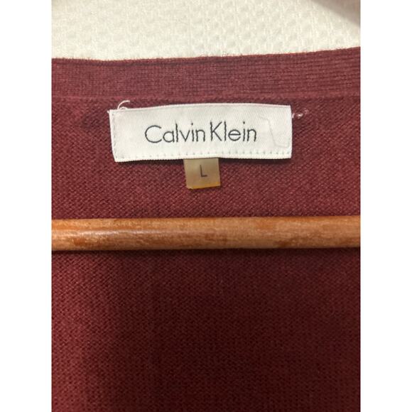 Calvin Klein Womens Cardigan Brown Fringe Trim Button Up Sweater Size Large - Picture 5 of 11